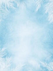 Frozen Foliage Frame: White, delicate leaf shapes create a wintery border on a light blue background.