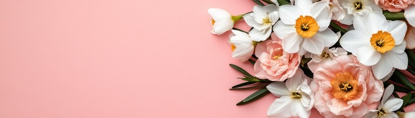 Fototapeta premium Embrace Wellness A Gentle Reminder with Self-Care Lightbox Message and Delicate Narcissus Flower on Pink Background This image evokes tranquility and promotes mental wellbeing, representing the