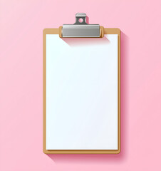 white blank sheet of paper on a black clipboard, isolated on a white background