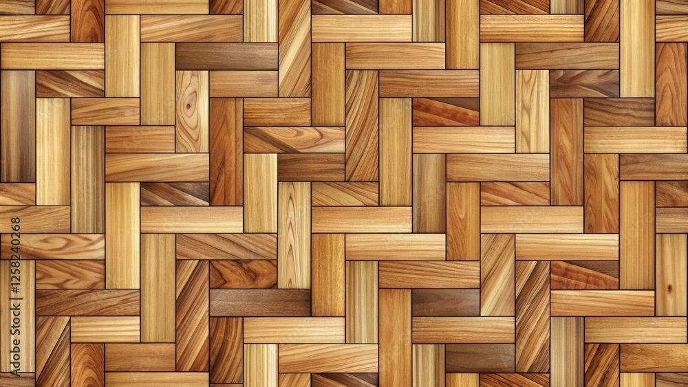 Aufkleber a seamless interlocking pattern of light and dark wood planks, creating a striking visual texture