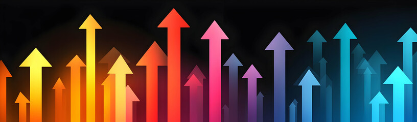 Colorful arrows rising, growth chart