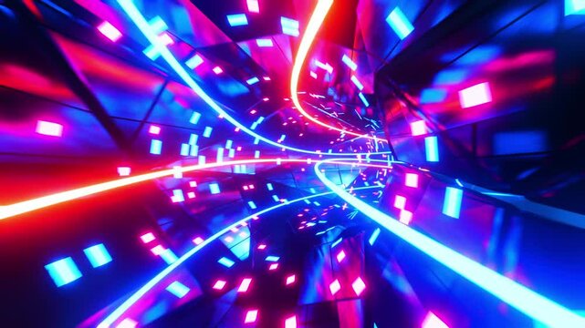 Flying inside blue data cables. Infinitely looped animation.