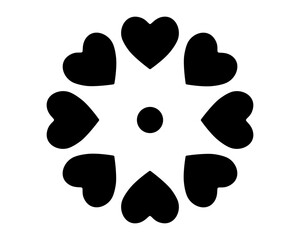 Flower with heart petals for Valentine's Day stencil for cutting and pastry - vector template for cutting. Flower from hearts