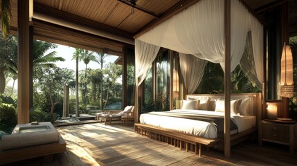Luxury Tropical Getaway: Tranquil Bedroom with Jungle View