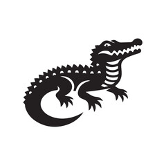 Crocodile black silhouette vector illustration
