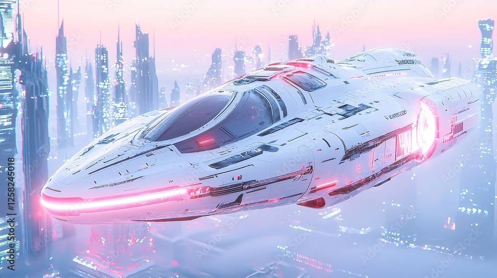 Poster ai-driven business innovation in a futuristic spaceship environment, emphasizing simplicity and mini