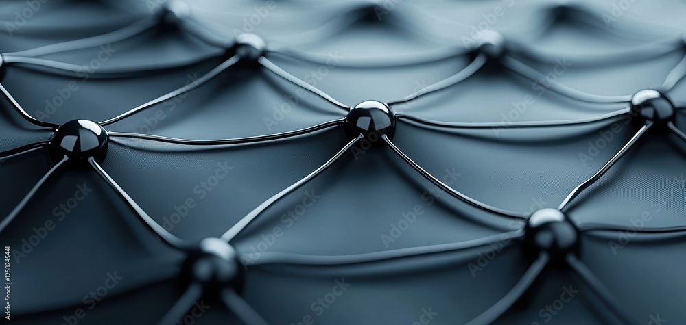 Poster close up view of network grid with interconnected nodes, showcasing modern and efficient design. image conveys sense of technology and connectivity