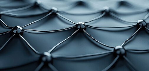 Naklejka premium close up view of network grid with interconnected nodes, showcasing modern and efficient design. image conveys sense of technology and connectivity