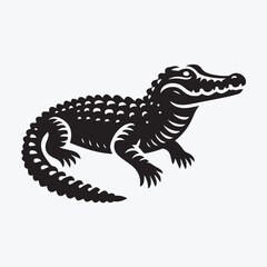 Naklejka premium Crocodile black silhouette vector illustration