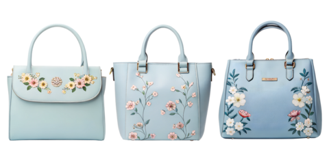 Elegant Light Blue Handbag with Silver Accent, Fashion Accessories, Stylish Handbag, Trendy Purse, PNG Transparent