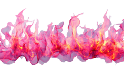 Pink and orange flames burning with transparent background