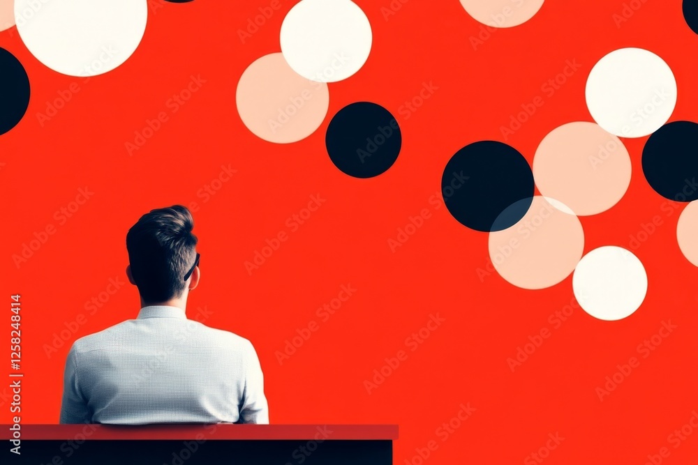 Poster a minimalist icon of a post-secondary lecture hall with a professor at the front