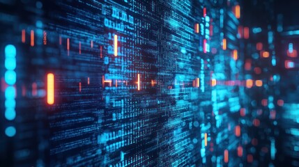 Digital code streaming, futuristic background, data flow, tech illustration