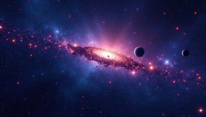 Fototapeta premium Deep space galaxy with stars and planets in a dark background, stars, night sky