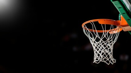 Sky-High Slam Dunk: Intense Basketball Moment from Below with Hoop Frame