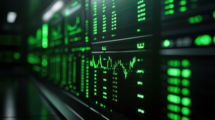 Fototapeta premium Data analytics display with green financial metrics