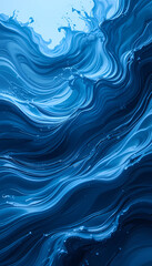 Abstract ocean waves crash. Light sky background, blue color. Art, wallpaper
