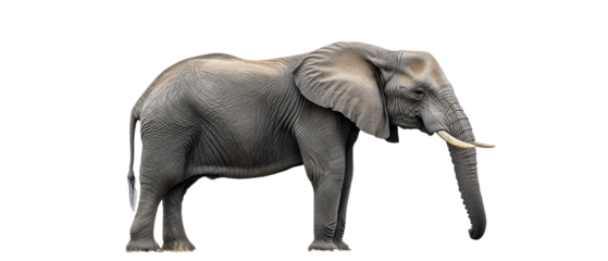 African Elephant Portrait: An imposing African elephant stands majestically, showcasing its powerful stature and distinctive features, including large ears, a trunk, and tusks.