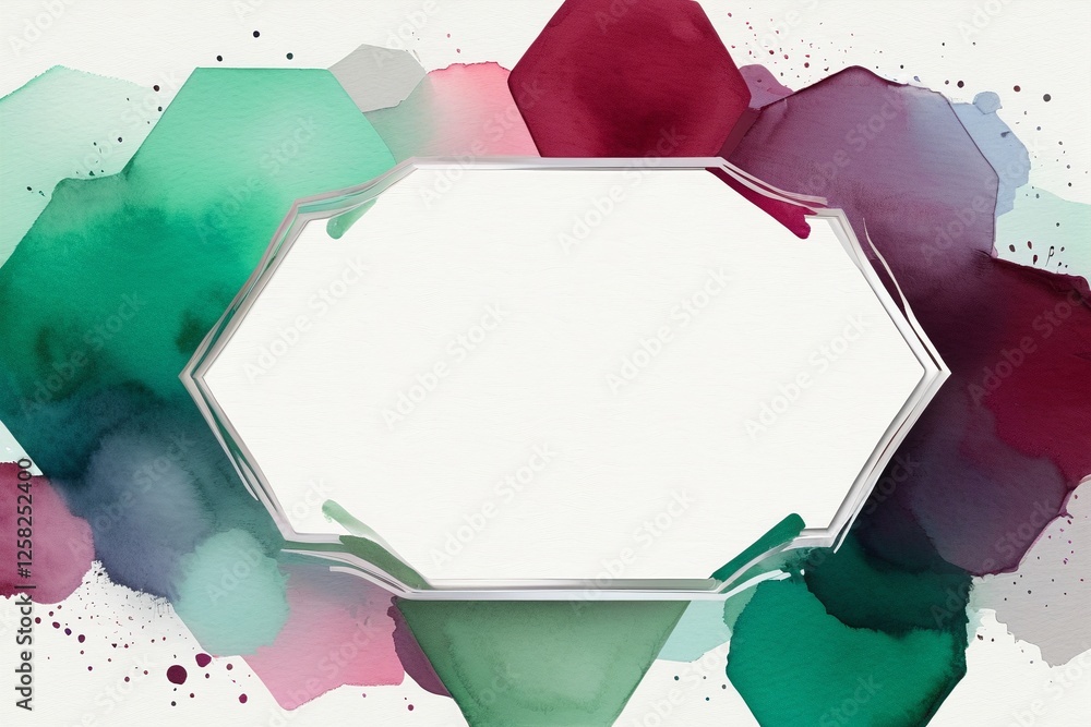 Poster elegant watercolor background with hexagonal frame for design use