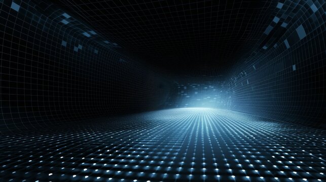 Minimalist grid pattern wallpaper on a Blue background. Banner template with white space for text, suitable for modern and professional design applications.