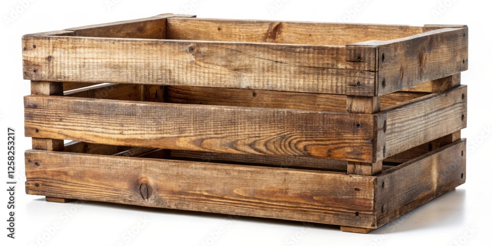 Poster a rustic wooden crate with a distressed finish, perfect for storage or display
