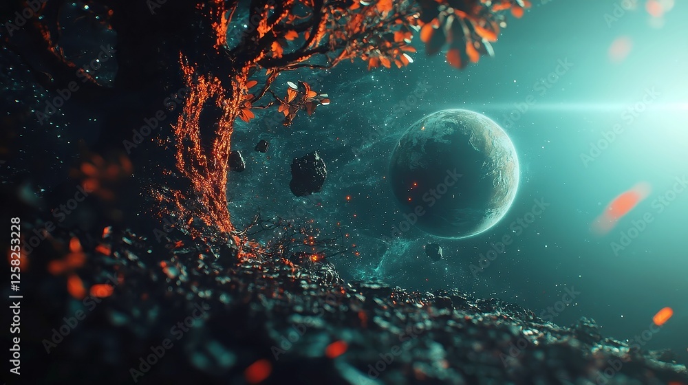 Poster cosmic connections, a visionary concept exploring global networking and international business expan