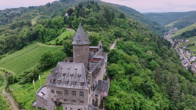 Stahleck Castle In Bacharach, Germany, Aerial View