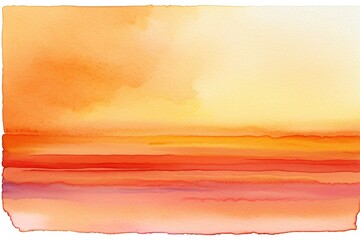 Serene Watercolor Sunset with Soft Orange and Yellow Tones
