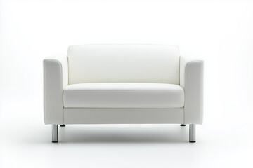 Fototapeta premium Selective focus minimal couch with cushion isolated on white background, Indoor sofa on white background, Comfy and cozy couch.