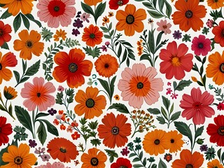 Delicate Ditsy Floral Pattern on White Background