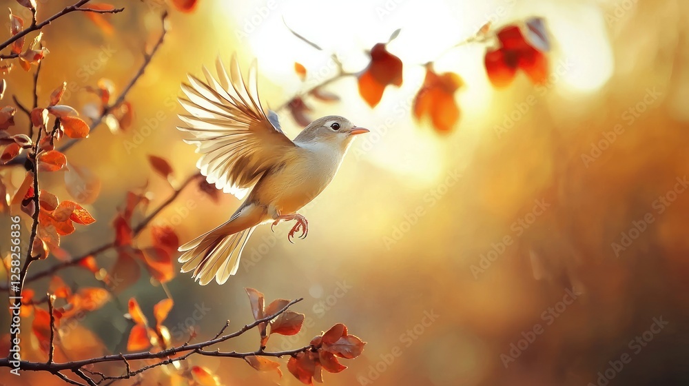 Wall mural a bird taking flight from a tree branch.