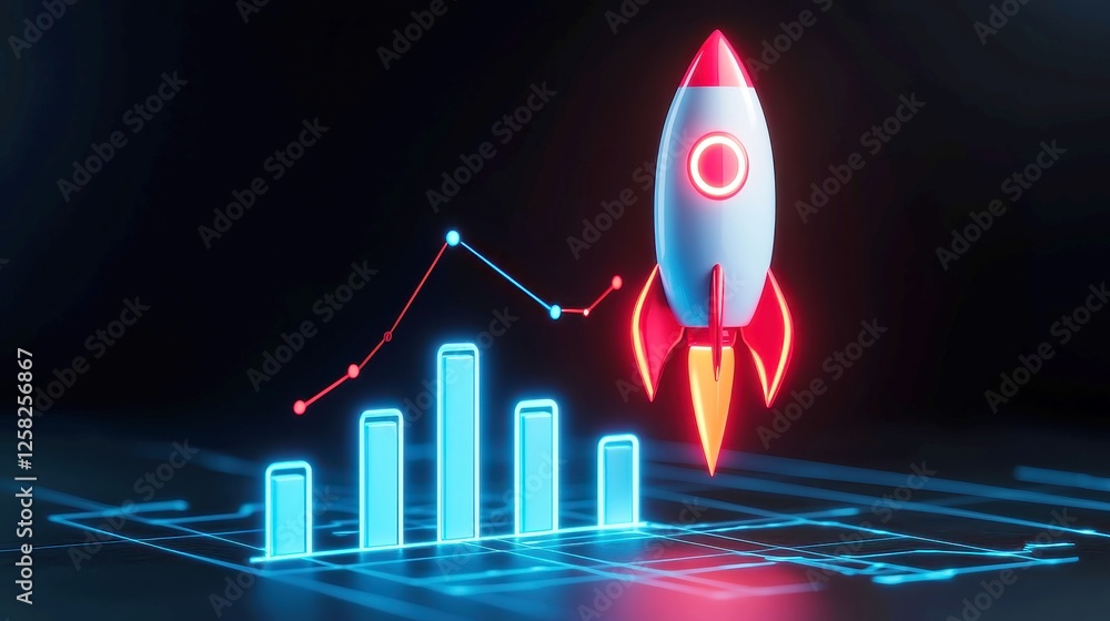 Poster ai-enhanced business growth visualization, showcasing the transformation of business metrics through