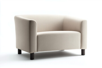 Selective focus minimal couch with cushion isolated on white background, Indoor sofa on white background, Comfy and cozy couch.