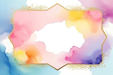 Colorful Watercolor Frame with Soft Pastel Background Design