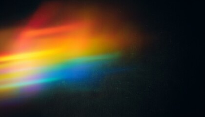 Blur colorful warm rainbow light leaks on black background with dust texture.
Generated image