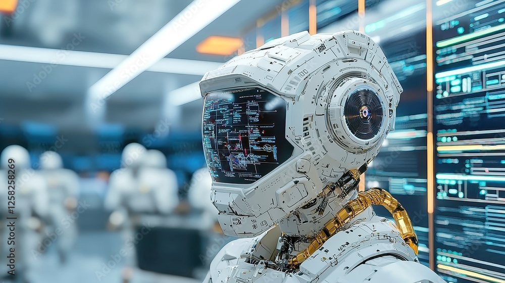Poster futuristic automation dynamics, a sci-fi inspired depiction showcasing the transformative impact of 