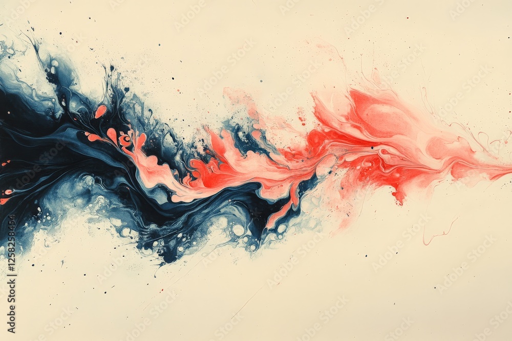 Poster abstract artwork featuring vibrant colors and fluid shapes showcasing motion and energy in a dynamic
