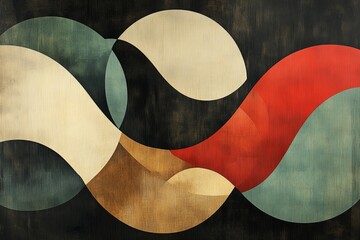 Abstract shapes and colors blend seamlessly in a modern artwork, showcasing fluidity and movement in design