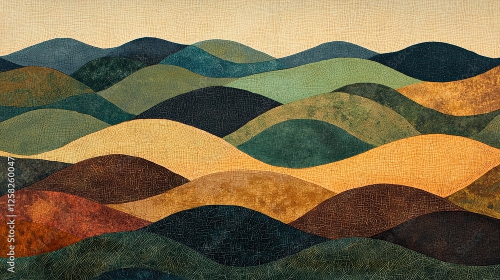 Poster abstract waves in earthy tones and textured patterns.
