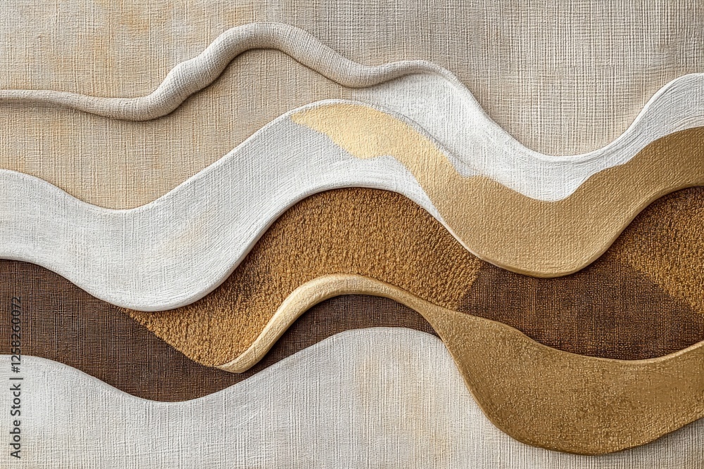 Poster textured abstract art with flowing lines in neutral tones on canvas