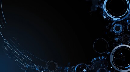 Photo of Blue Background with Minimalist Circles and Squares for Design, Featuring White Space in the Center for Text. Ideal for Banner Templates and Digital Projects. Minimalist Wallpaper.