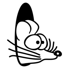 Mouse Looks out of a Wall Hole Cute Funny Comic Design Lover Art Vector Illustration Card T-Shirt Poster Sticker Graphic Print Decorative Drawing Isolated Logo Decoration Symbol Creative Cool Style
