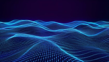 Naklejka premium Data of crypto waves. 3D illustration of wavy lines in the information code field. Data flow. Generated image
