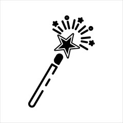 Magic wand. Magic wand with sparkles illustration. Magic stick vector icon. Magic wand icon. Miracle symbols.