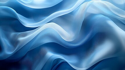 Obraz premium Soft blue fabric waves gracefully flowing, creating a serene and calming atmosphere