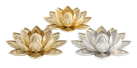 Luxurious Golden and Silver 3D Design, Elegant 3D Art, Golden and Silver Decoration, Metallic Luxury, PNG Transparent