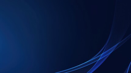 Minimalist abstract wallpaper featuring curves on a Blue background. Banner template with white space for text, ideal for modern and professional design purposes.