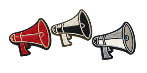 Megaphone Loudspeaker Embroidered Patch, Sound Icon, Custom Patch Design, Loudspeaker Badge, PNG Transparent