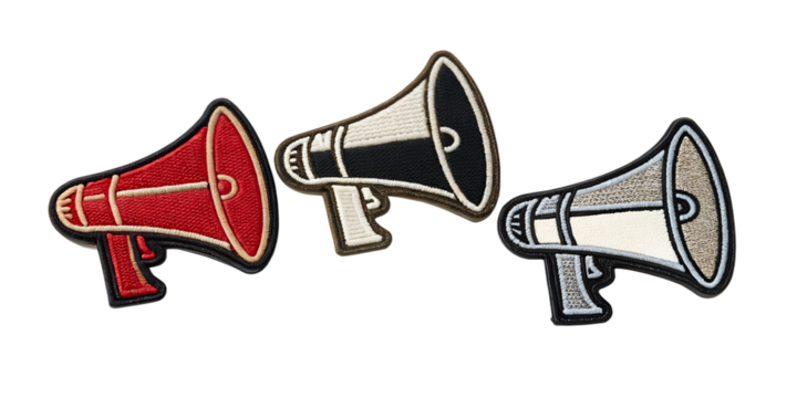 Megaphone Loudspeaker Embroidered Patch, Sound Icon, Custom Patch Design, Loudspeaker Badge, PNG Transparent