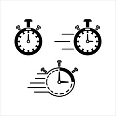 set of stopwatch icons, logos. Chronometer, timer sign. Stopwatch icon isolated on white background. Vector illustration